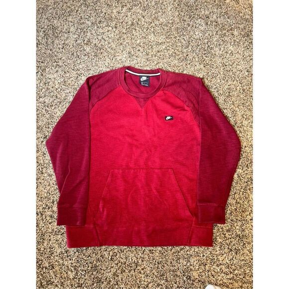 Nike Optic Crewneck‎ Sweatshirt Adult L Red Pullover Fleece Rubber Logo - Picture 1 of 3